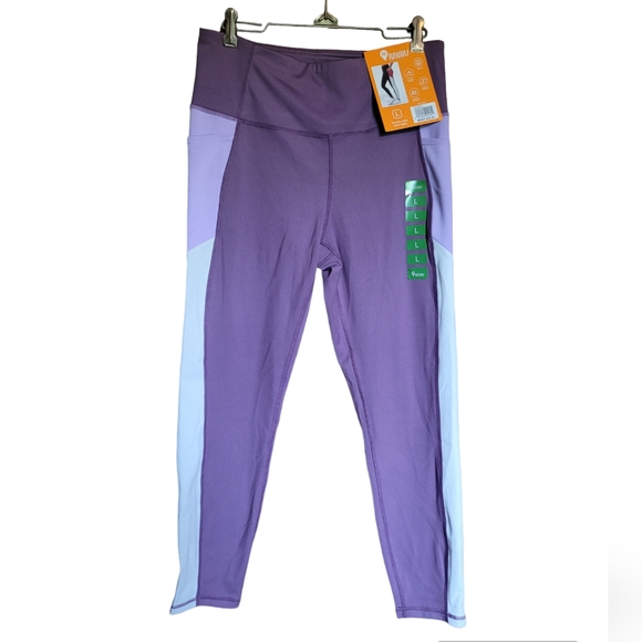 NWT Muuv Women's Workout Ankle Leggings Purple/White Sz L - Picture 1 of 9